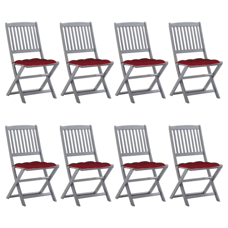 Tuinstoelen 8 st inklapbaar met kussens massief acaciahout