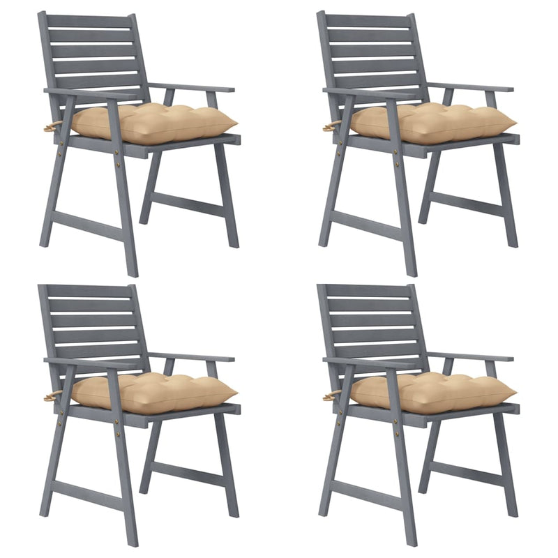 Tuinstoelen 4 st met kussens massief acaciahout