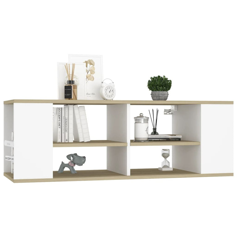 Tv-wandmeubel 102x35x35 cm bewerkt hout wit sonoma eikenkleurig