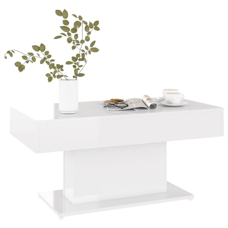 Salontafel 96x50x45 cm spaanplaat hoogglans wit