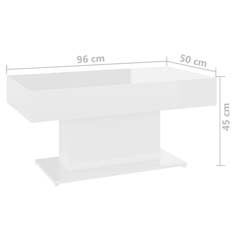 Salontafel 96x50x45 cm spaanplaat hoogglans wit