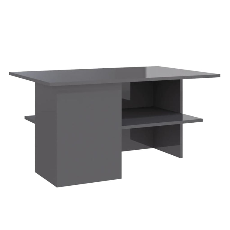 Salontafel 90x60x46,5 cm bewerkt hout hoogglans grijs