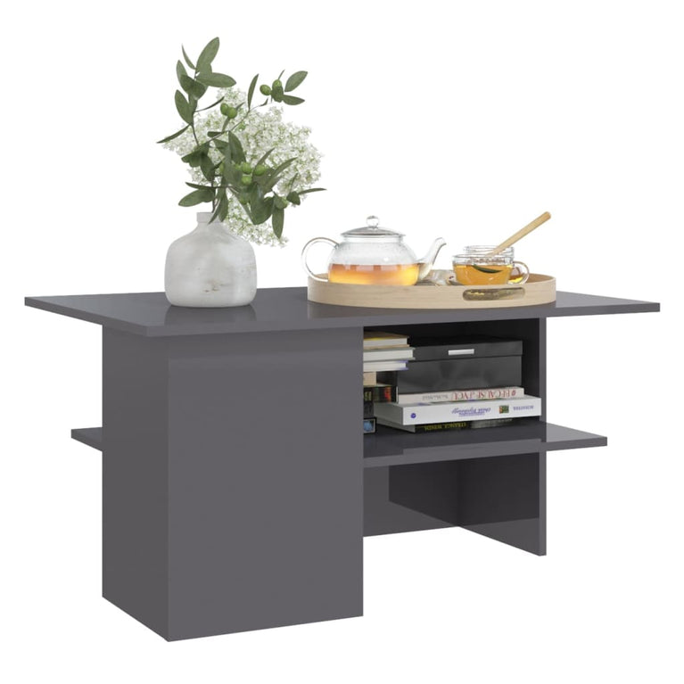 Salontafel 90x60x46,5 cm bewerkt hout hoogglans grijs