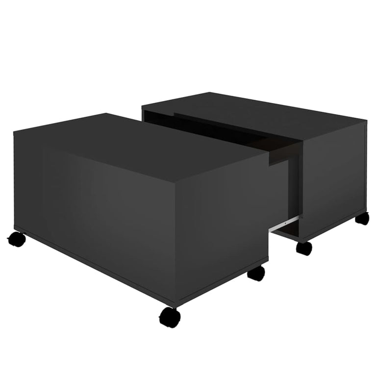 Salontafel 75x75x38 cm spaanplaat hoogglans zwart