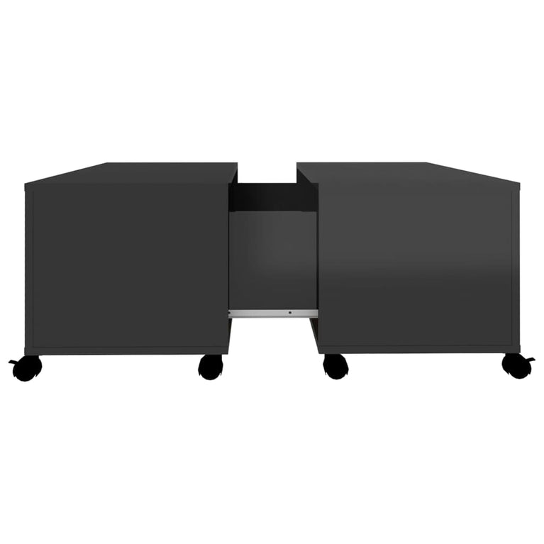 Salontafel 75x75x38 cm spaanplaat hoogglans zwart