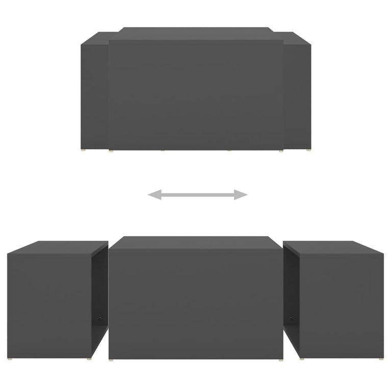 3-delige Salontafelset 60x60x38 cm bewerkt hout grijs