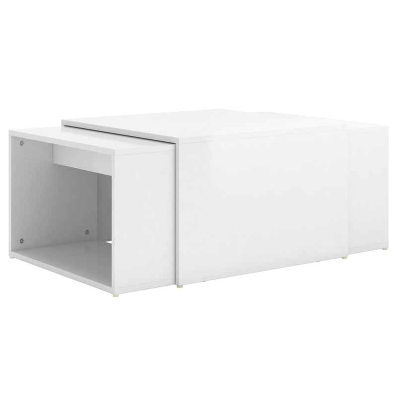 3-delige Salontafelset 60x60x38 cm hoogglans wit