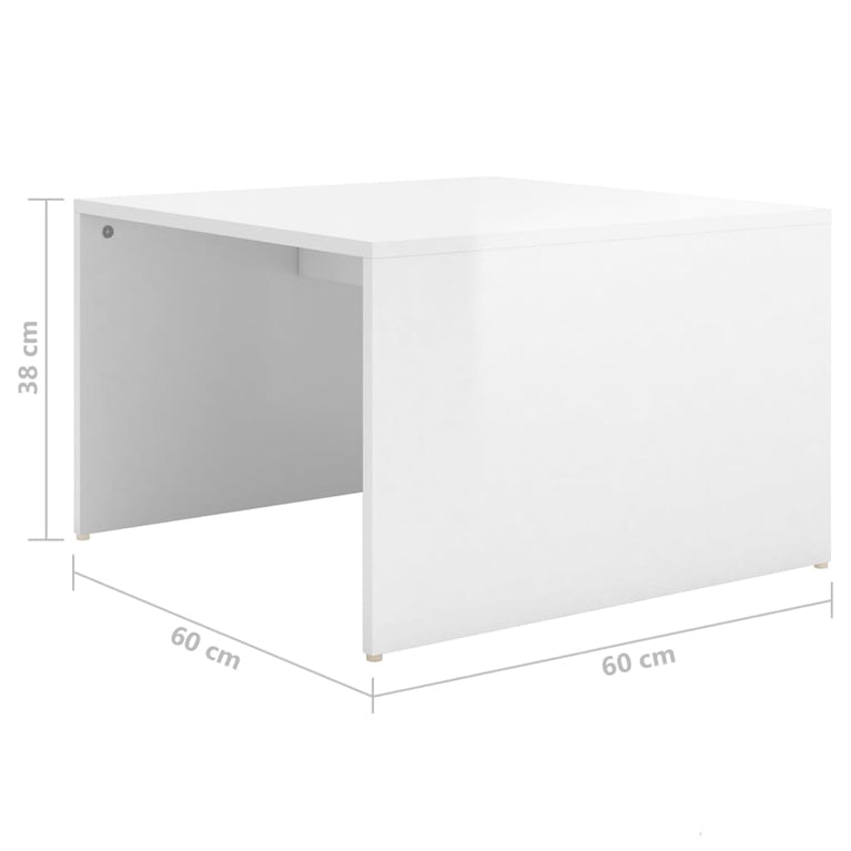 3-delige Salontafelset 60x60x38 cm hoogglans wit