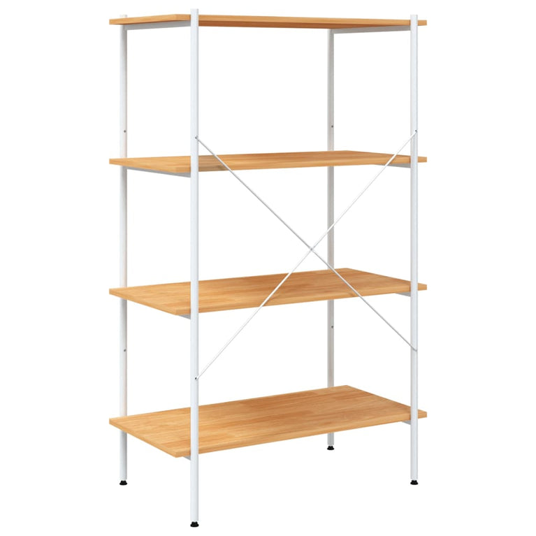 Opbergrek 4-laags 80x40x130 cm wit en eikenkleurig