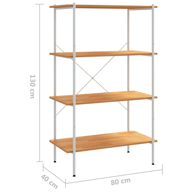 Opbergrek 4-laags 80x40x130 cm wit en eikenkleurig