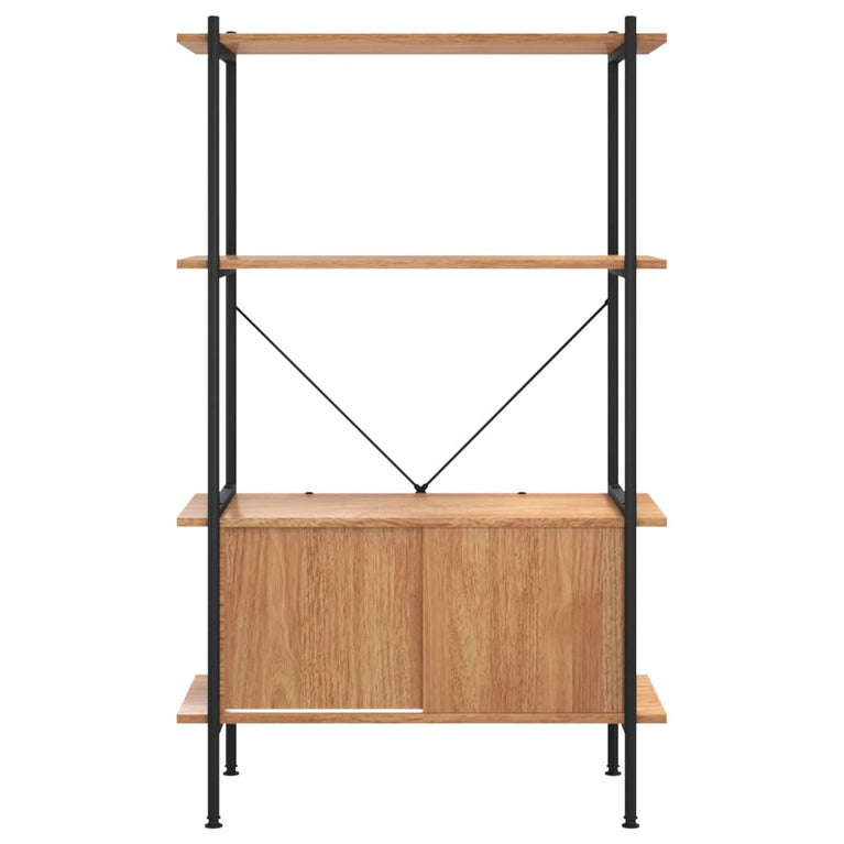 Opbergrek 4-laags met kast 80x40x130 cm staal en bewerkt hout