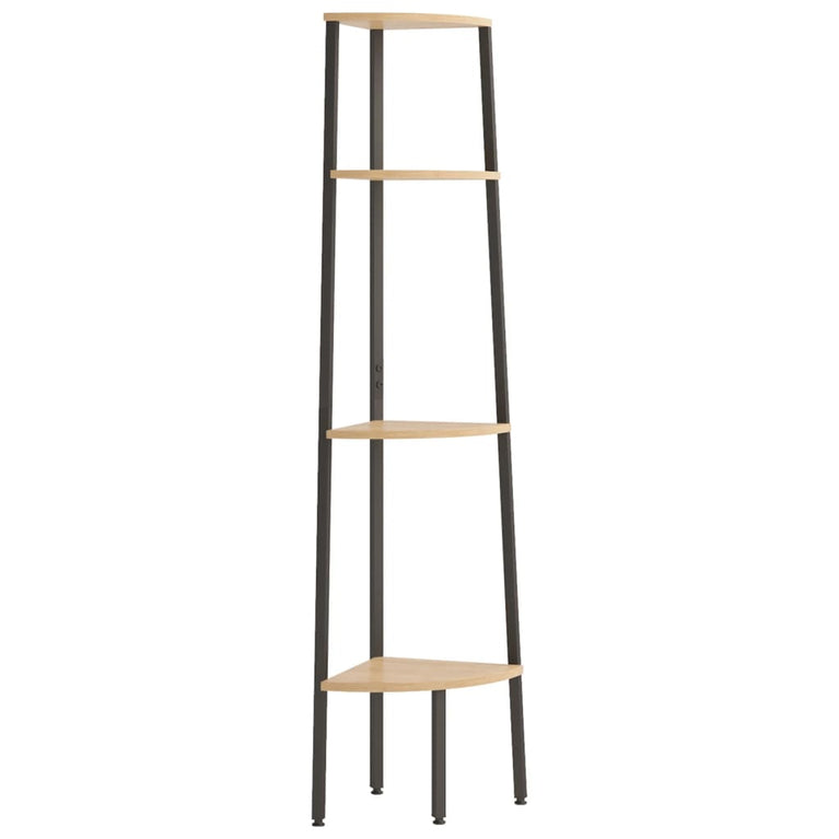 Hoekkastje met 4 schappen 45,5x31,5x150 cm lichtbruin en zwart