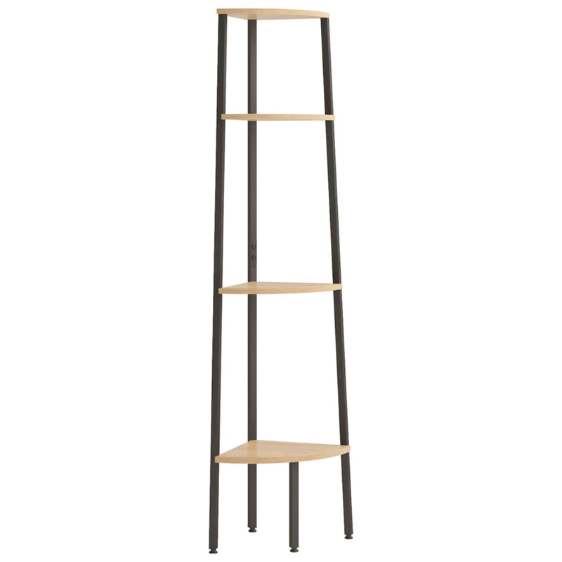 Hoekkastje met 4 schappen 45,5x31,5x150 cm lichtbruin en zwart