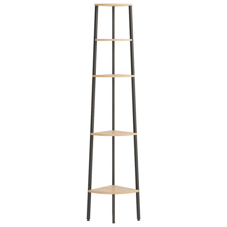 Hoekkastje met 5 schappen 45,5x31,5x180 cm lichtbruin en zwart