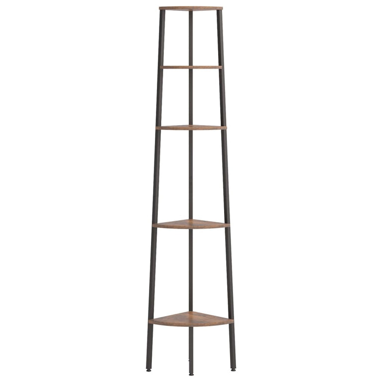 Hoekkastje met 5 schappen 45,5x31,5x180 cm donkerbruin en zwart