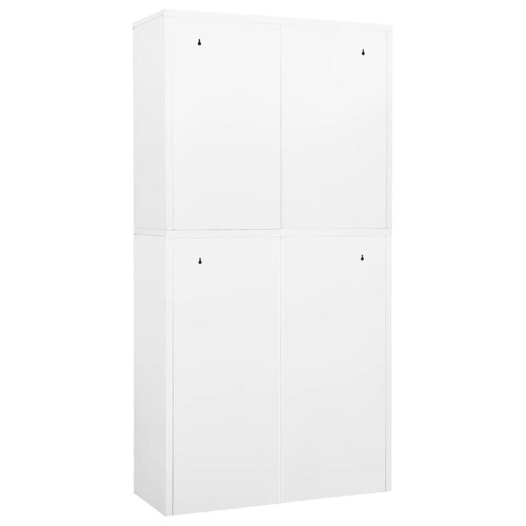 Kantoorkast 90x40x180 cm staal en gehard glas wit