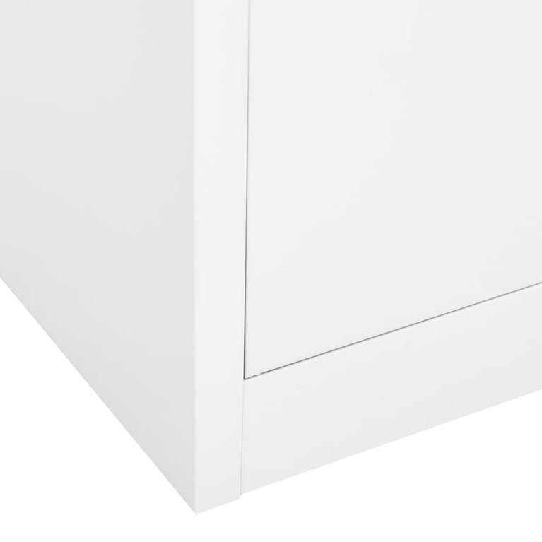 Kantoorkast 90x40x180 cm staal en gehard glas wit