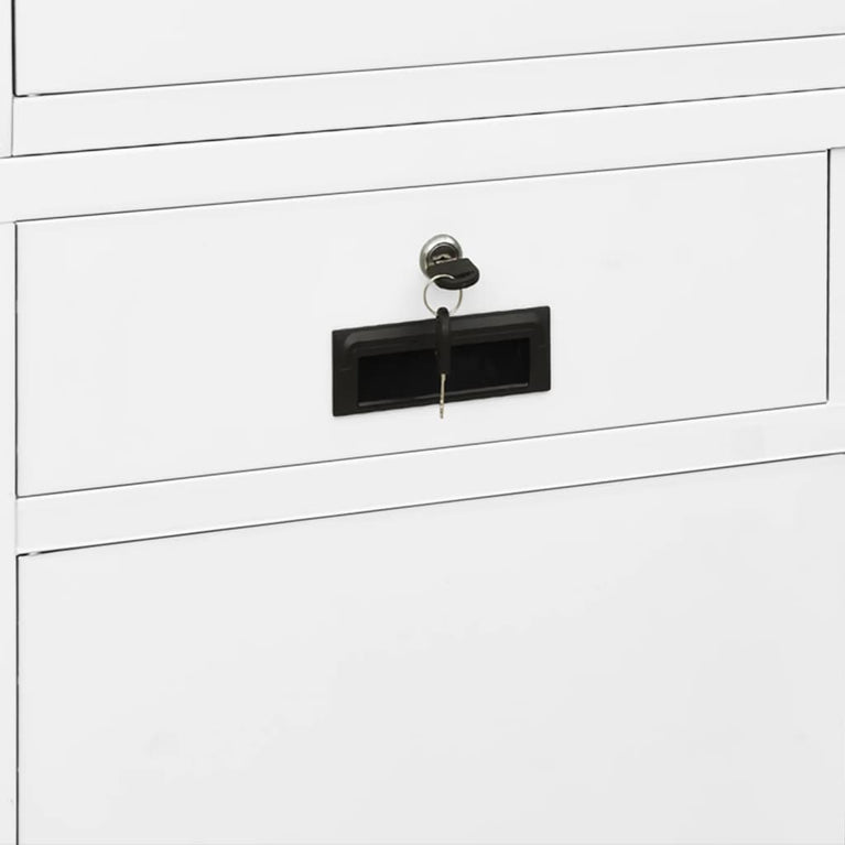 Kantoorkast 90x40x180 cm staal en gehard glas wit