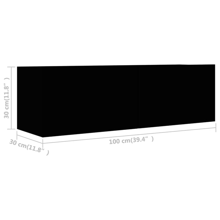 2-delige Tv-meubelset spaanplaat zwart