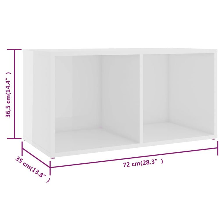 Tv-meubelen 4 st 72x35x36,5 cm spaanplaat hoogglans wit