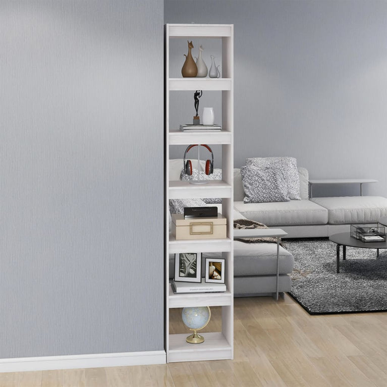 Boekenkast/kamerscherm 40x30x199 cm massief grenenhout wit