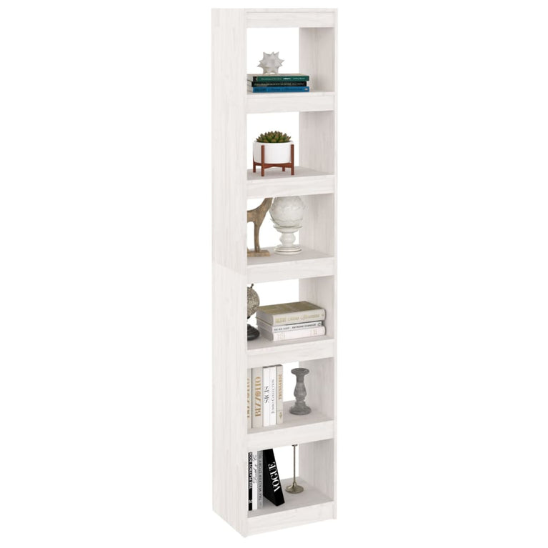 Boekenkast/kamerscherm 40x30x199 cm massief grenenhout wit