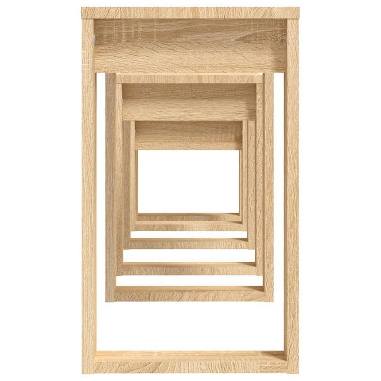 3-delige Tafeltjesset bewerkt hout sonoma eikenkleurig