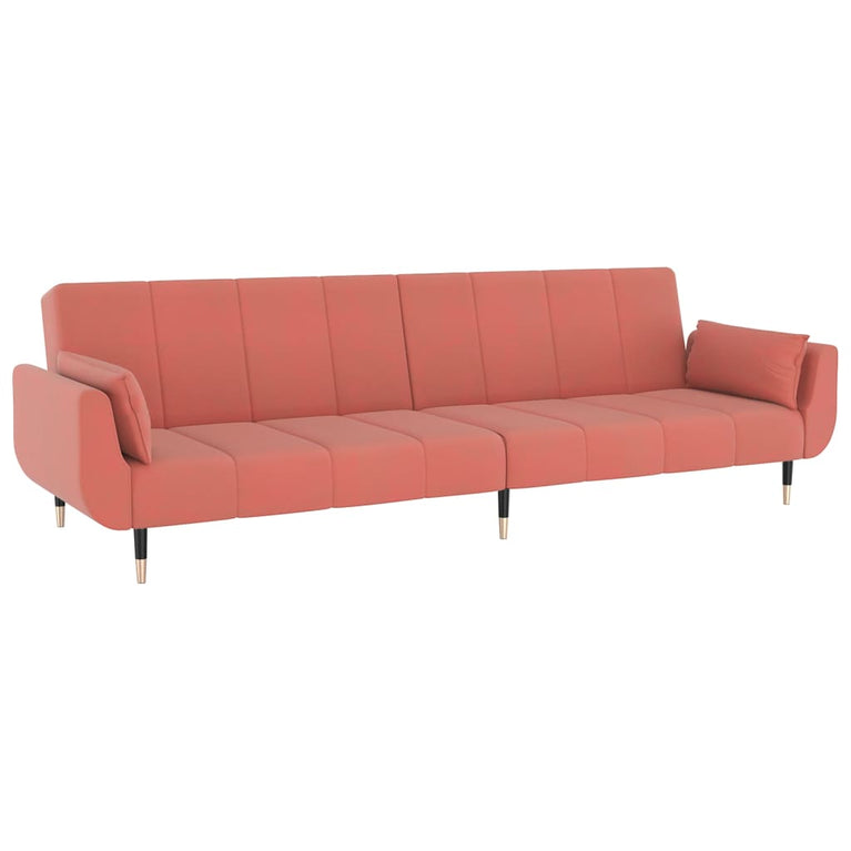 Slaapbank 2-zits met 2 kussens fluweel roze
