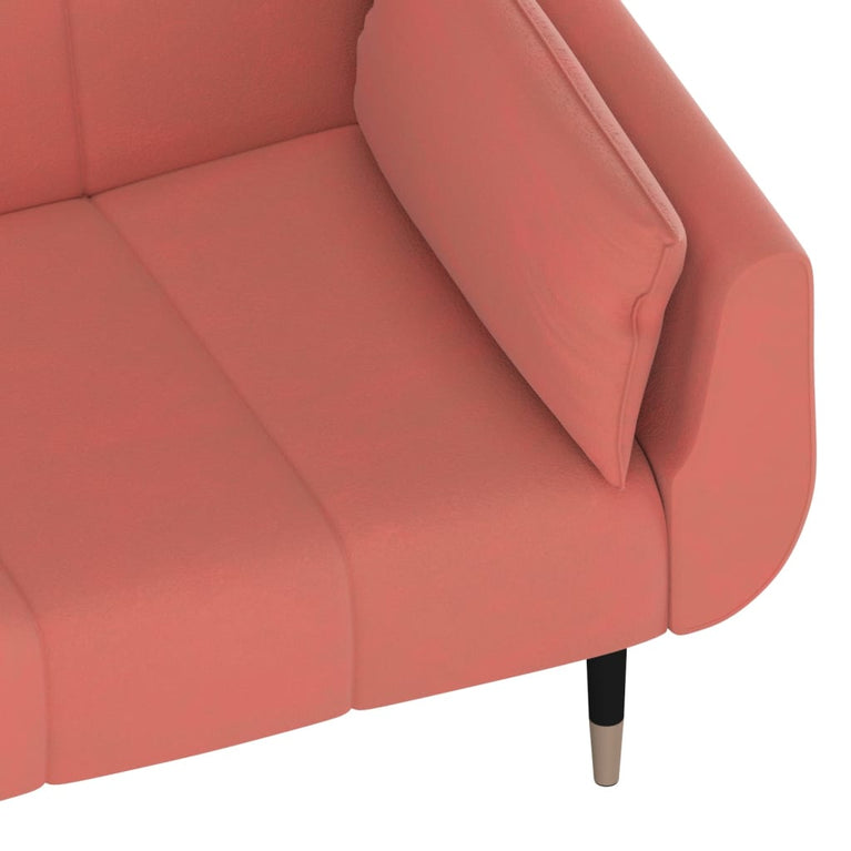 Slaapbank 2-zits met 2 kussens fluweel roze