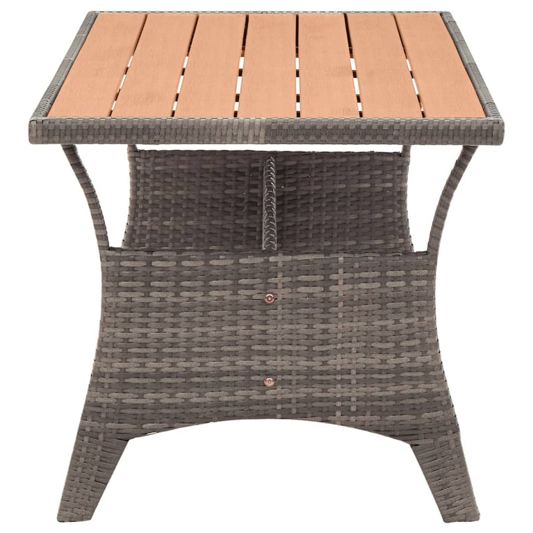 Tuintafel 120x70x66 cm poly rattan grijs