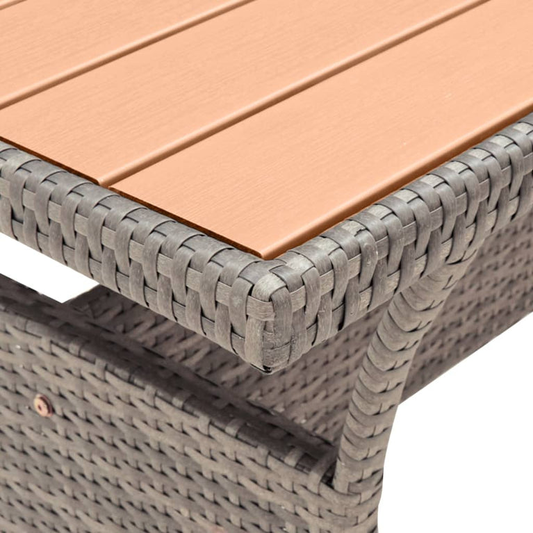 Tuintafel 120x70x66 cm poly rattan grijs