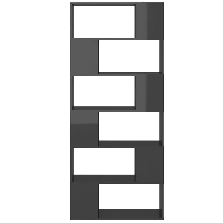 Boekenkast/kamerscherm 80x24x186 cm spaanplaat hoogglans grijs