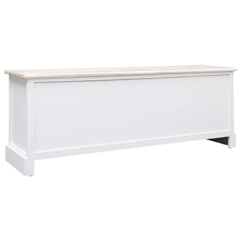 Tv-meubel 108x30x40 cm massief paulowniahout wit en lichtbruin