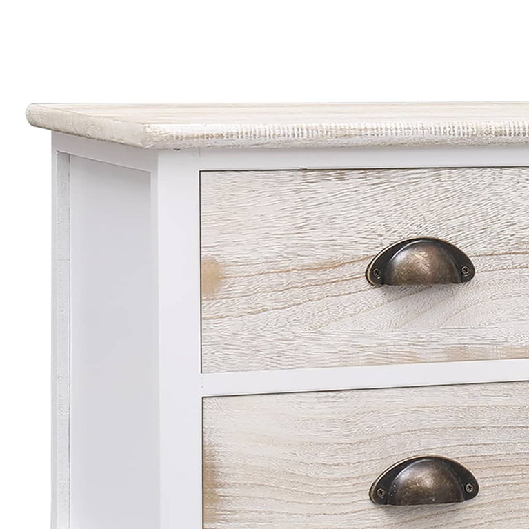 Tv-meubel 108x30x40 cm massief paulowniahout wit en lichtbruin