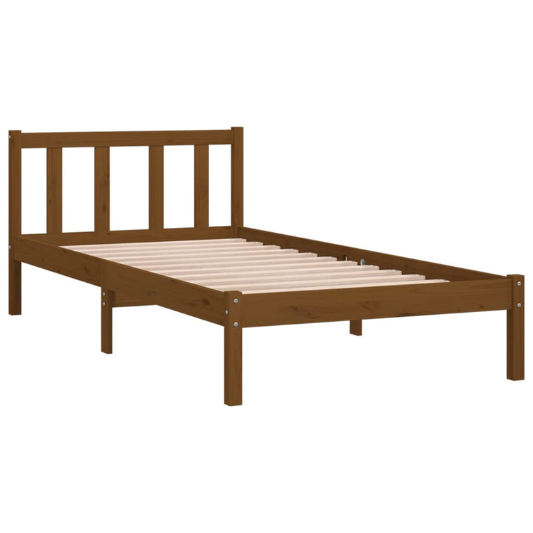Bedframe massief grenenhout honingbruin 90x200 cm