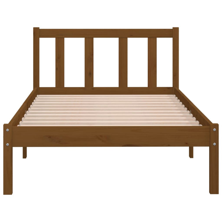 Bedframe massief grenenhout honingbruin 90x200 cm