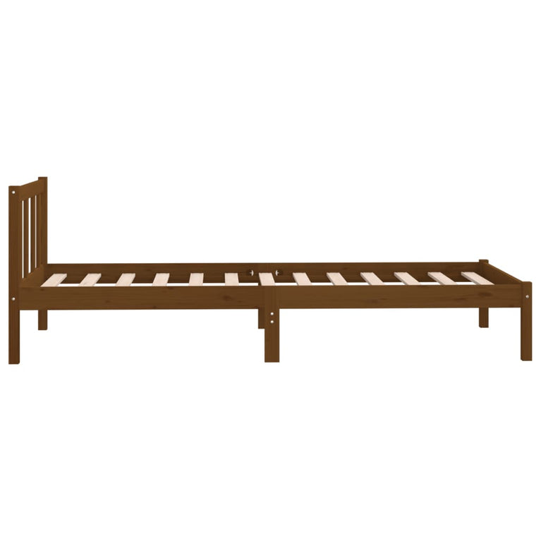 Bedframe massief grenenhout honingbruin 90x200 cm