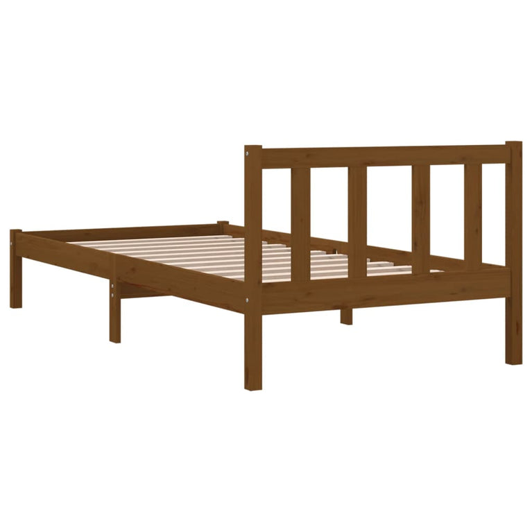 Bedframe massief grenenhout honingbruin 90x200 cm