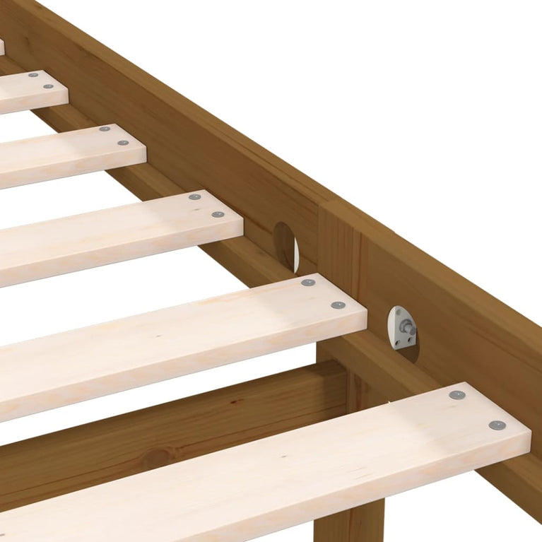 Bedframe massief grenenhout honingbruin 90x200 cm