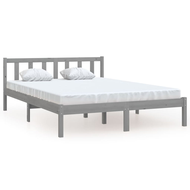 Bedframe massief grenenhout grijs 160x200 cm
