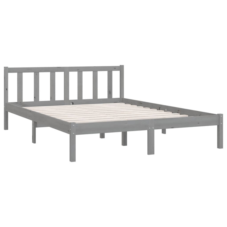 Bedframe massief grenenhout grijs 160x200 cm
