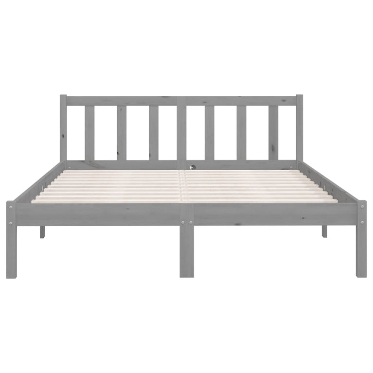 Bedframe massief grenenhout grijs 160x200 cm