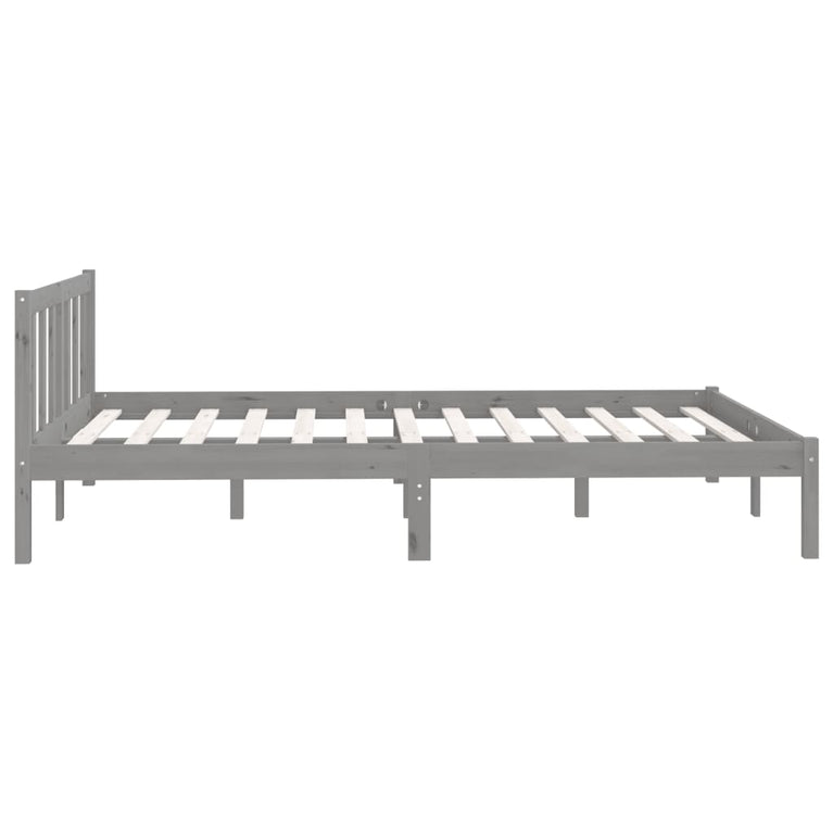 Bedframe massief grenenhout grijs 160x200 cm