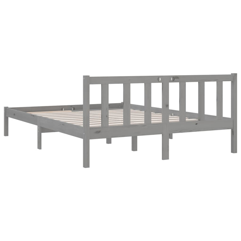 Bedframe massief grenenhout grijs 160x200 cm