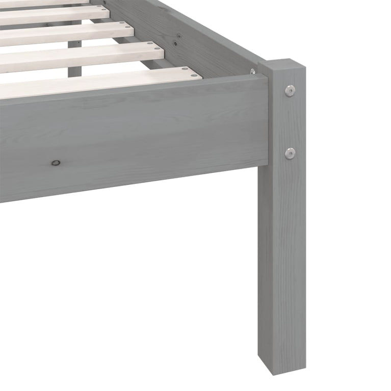 Bedframe massief grenenhout grijs 160x200 cm