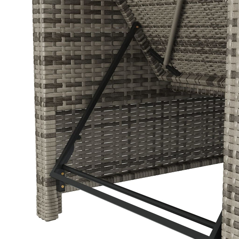 Ligbed met donkergrijs kussen poly rattan grijs