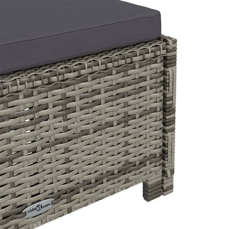 Ligbed met donkergrijs kussen poly rattan grijs