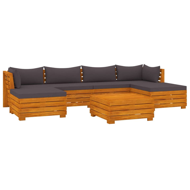 7-delige Loungeset met kussens massief acaciahout