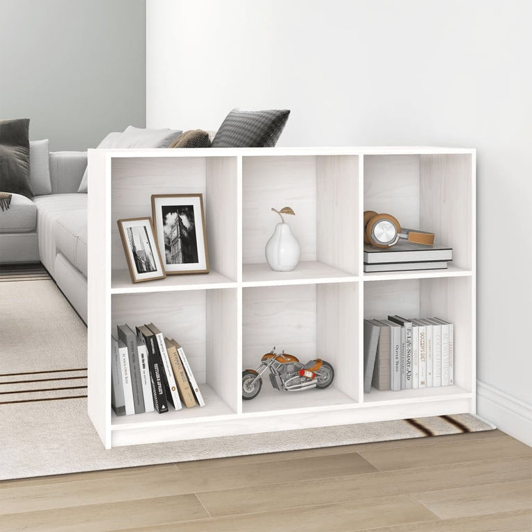 Boekenkast 104x33x76 cm massief grenenhout wit