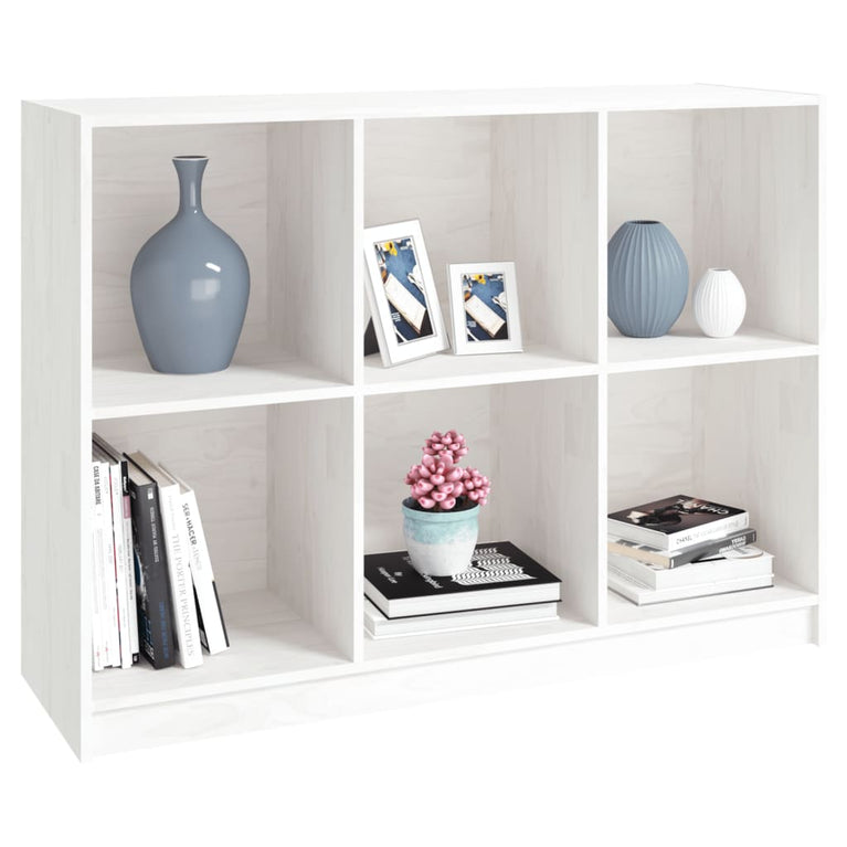 Boekenkast 104x33x76 cm massief grenenhout wit